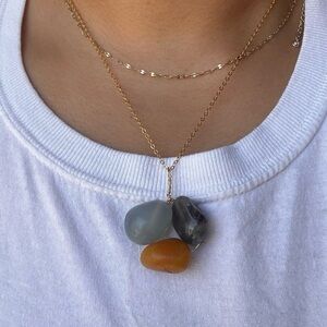 Mixed Agate Stone Pendant Necklace